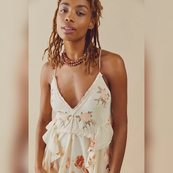 Free People Floral Maxi Dress - Cream and Pink - Picture 5 of 13